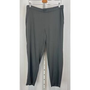 EILEEN FISHER Flat Front Side Zip Pants Woven Tencel Grain Gray Size M